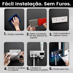 Esterilizador UV e Suporte 2 em 1 para Escovas e Pasta - UltraHome