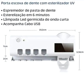 Esterilizador UV e Suporte 2 em 1 para Escovas e Pasta - UltraHome